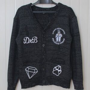Distressed denim Cardigan with Stylish Embroidered Accents only at DeluxuriBrand
